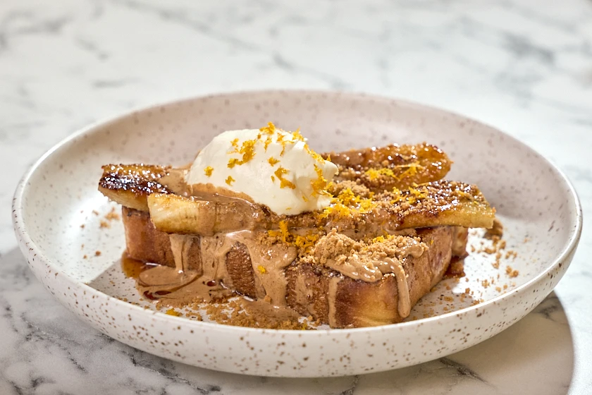 Caramelized Banana & Mascarpone on French toast